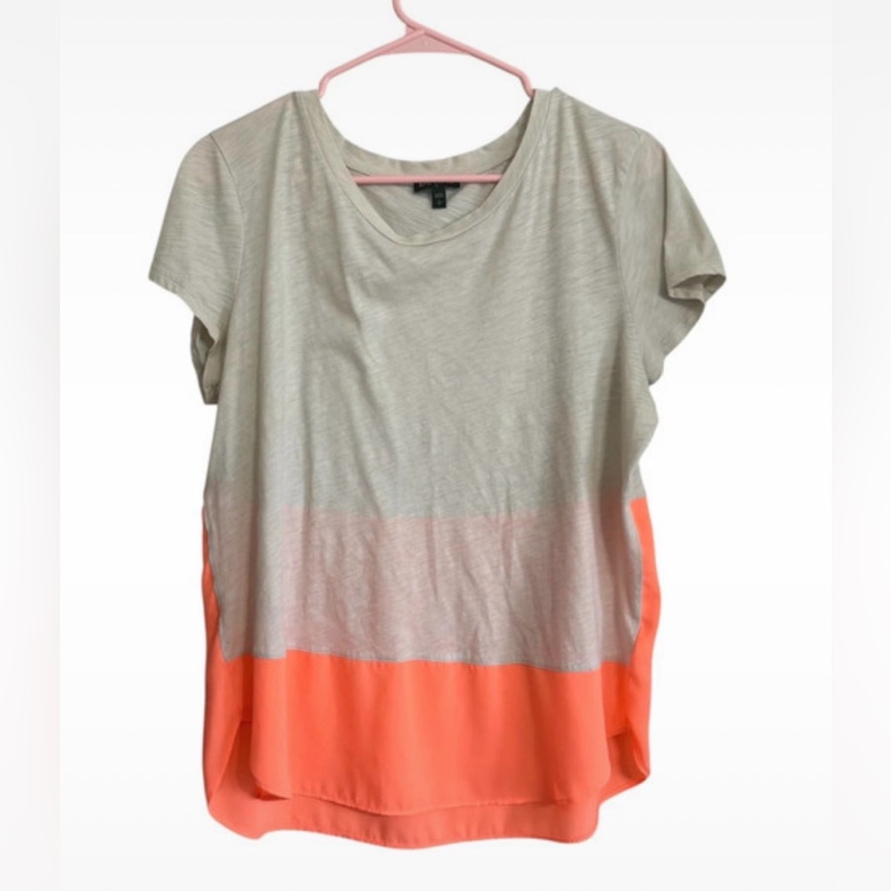 Express two tone Neon Orange & Cream Tee-Shortsleeved Top Women Size Large
